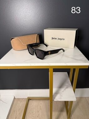Palm Angels Black Sunglasses with Gold Palm Accent